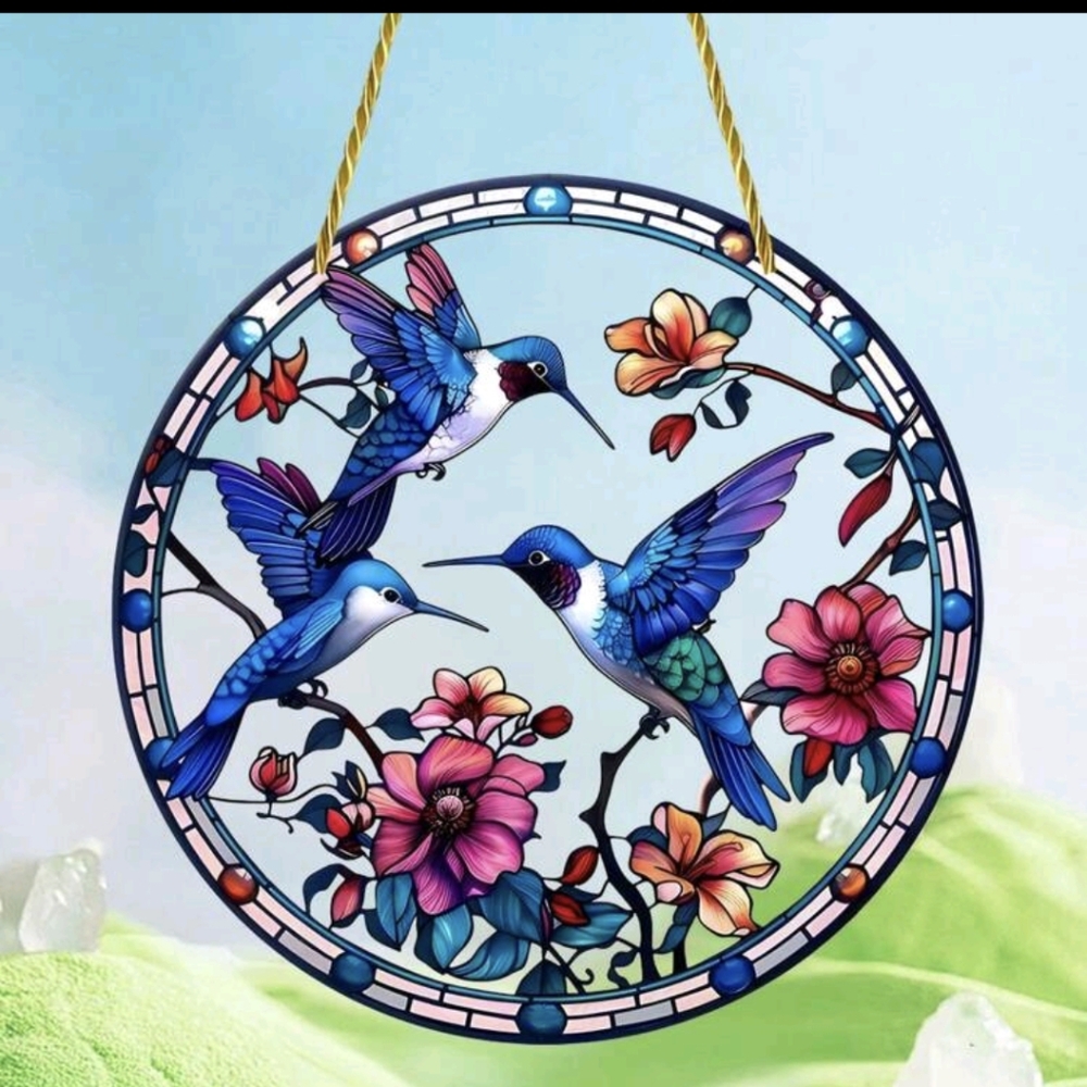 Hummingbird Acrylic Suncatcher 2D Blue - Picture 7 of 7